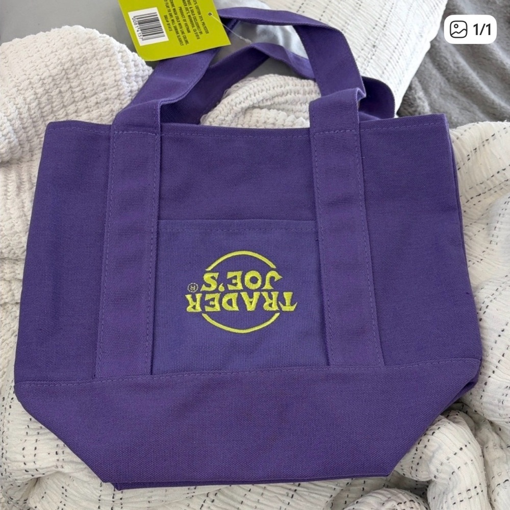 Upside down logo trader joes bag